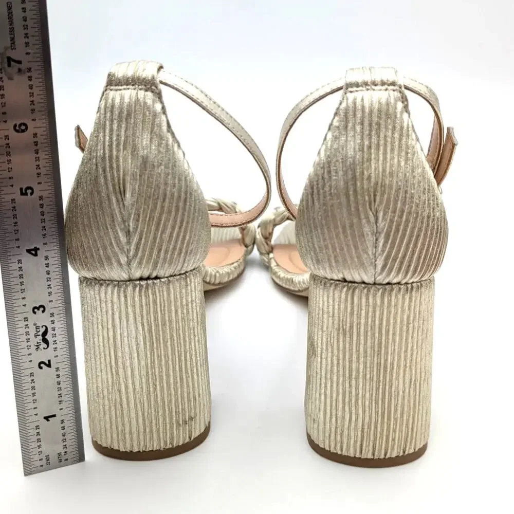 Jewel Badgley Mischka Shea Ankle Strap Sandals Champagne Gold Size US9 EU39.5 - Picture 4 of 10